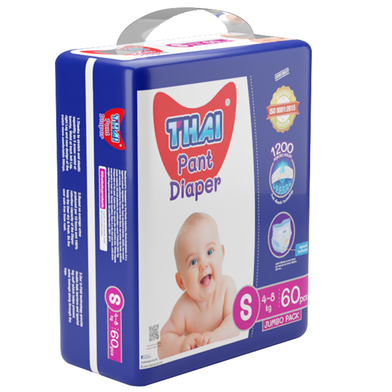 Thai Baby Diaper Pant Style (4-8Kg) - S 60pcs (BD)