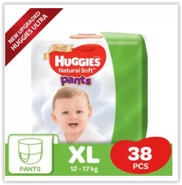 Huggies Natural Soft Pants Baby Diaper (12-17kg) XL38 - (Malaysia)