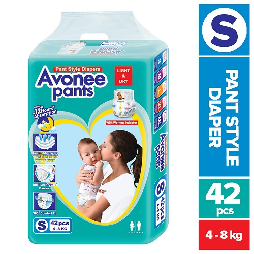 Avonee Pant Style Baby Diaper (4-8Kg) - S 42pcs