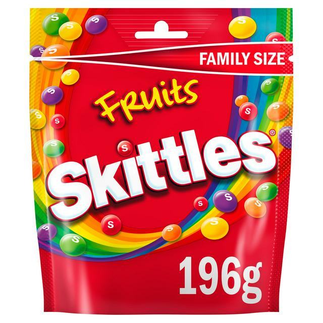 Skittles Fruits Sweets Family Size Pouch Bag - 196g (Imported from U.K)