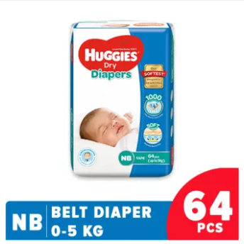 Huggies Dry Belt Baby Diaper (Up to 5 Kg) - NB64 (Malaysia)