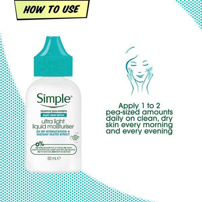 Simple Daily Skin Detox Ultra Light Liquid Moisturiser - 50ml (EU)