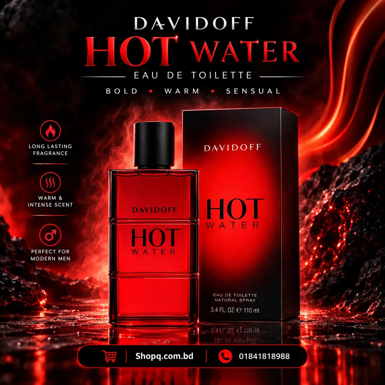 Davidoff Hot Water EDT 110ml Spray 100% Original