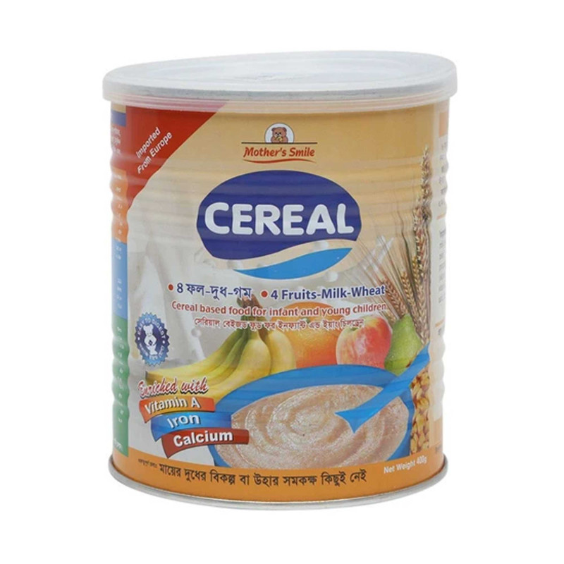 Mothers Smile Cereal 4 Fruits Milk Wheat Baby Cereal Tin - 400g (Belgium)