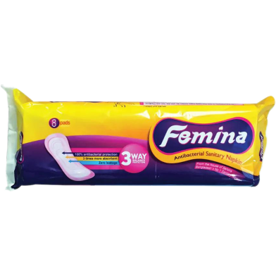 Femina Antibacterial Sanitary Napkin (Panty System) - 8Pads