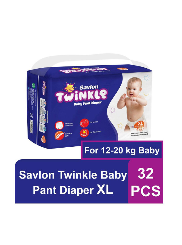Savlon Twinkle Baby Pants Diaper (12-20Kg) - XL 32pcs