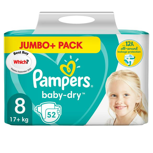 Pampers 8 Baby Dry Type Belt Diaper (17+ kg) - 52Piece (UK)