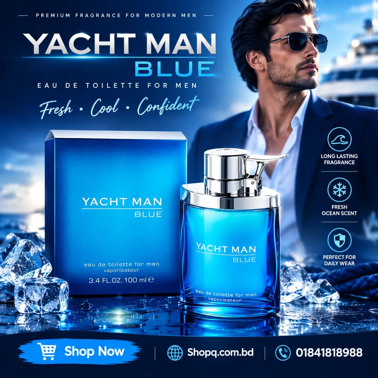 Yacht Man Blue Eau De Toilette Perfume For Men - 100ml