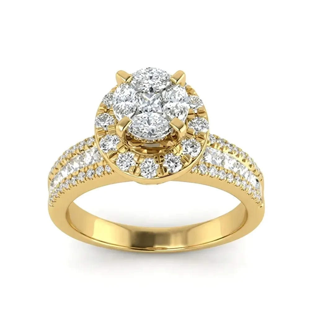 Diamond ladies multi stone solitaire ring