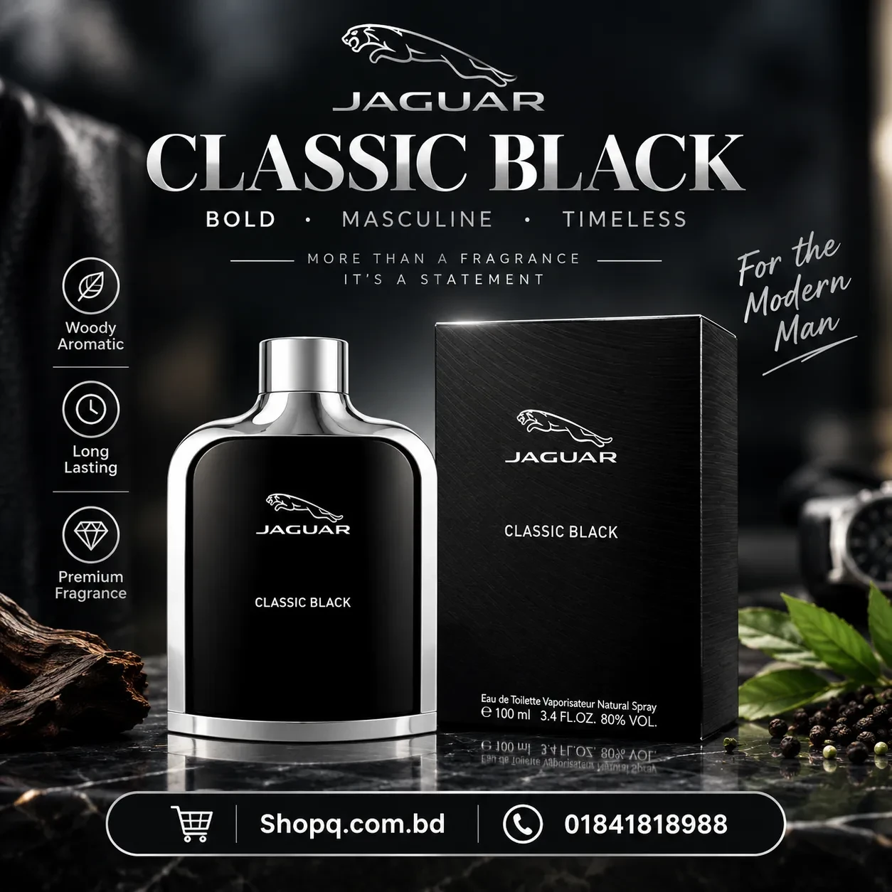 Jaguar Classic Black EDT for Men 100% Original