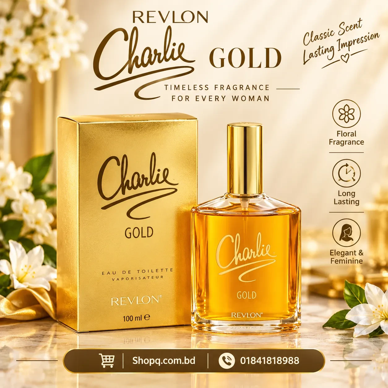 Charlie Gold by Revlon EDT for Women (100ml) (100% Original)