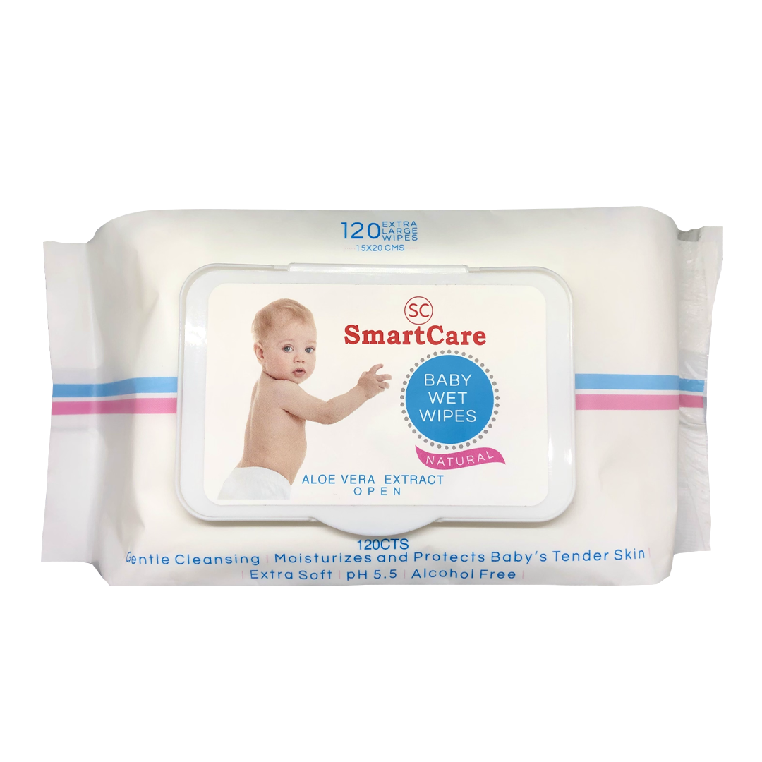 Smart Care Baby Wet Wipes Aloe Vera Extract - 120 Pcs (Singapore)