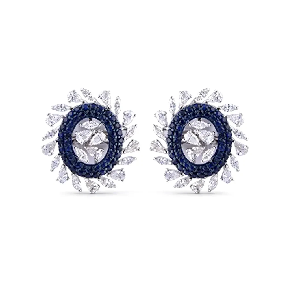 Diamond color stone earring