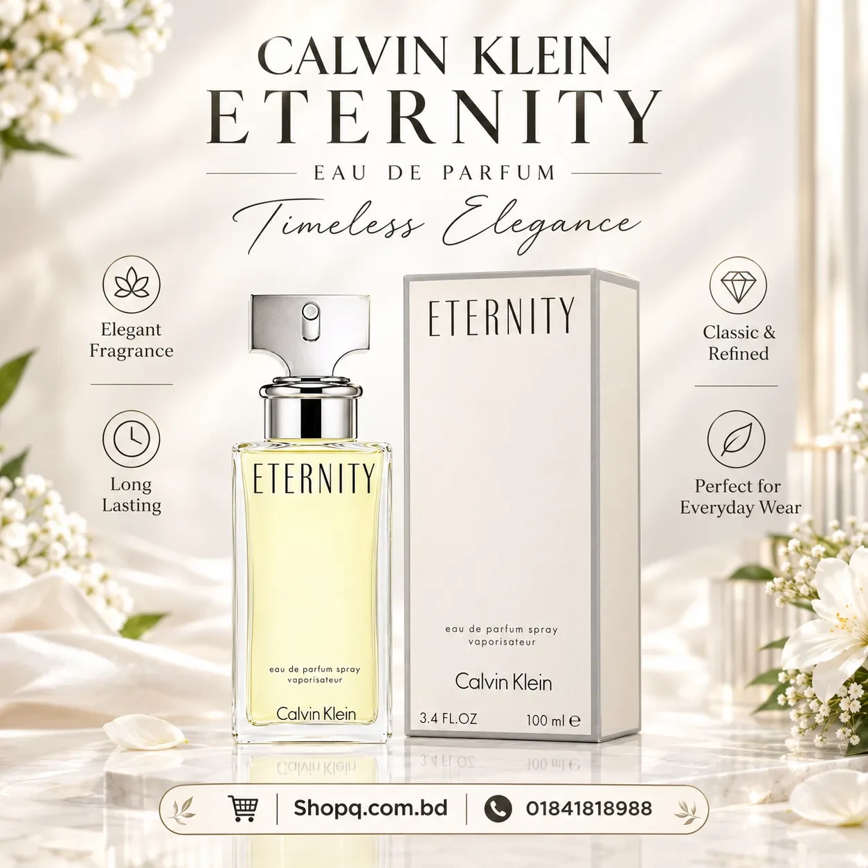 Calvin Klein Eternity Eau De Perfume Spray for Woman - 100ml
