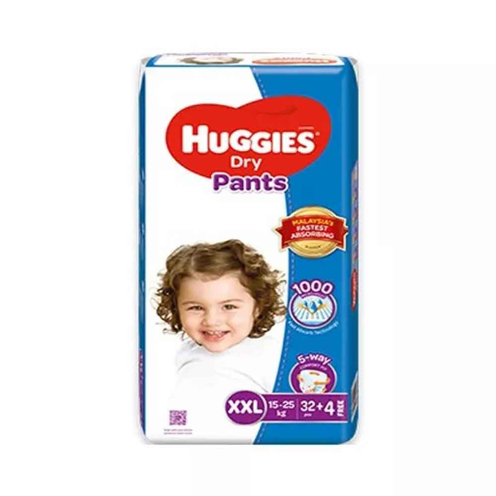 Huggies Dry Pants Baby Diaper (15-25kg) XXL32 + 4 Free Diaper (Malaysia)