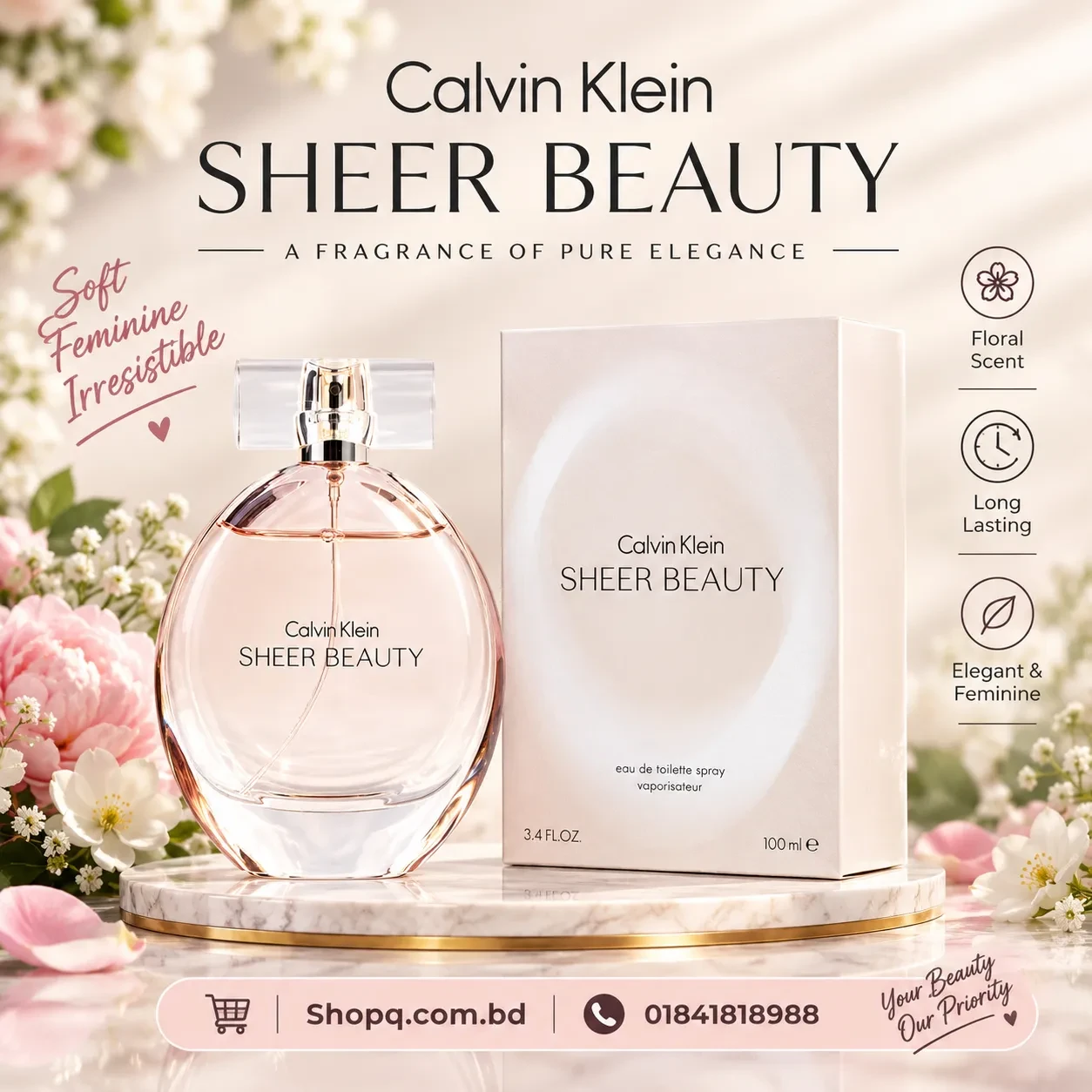 Calvin Klein Sheer Beauty EDT for Women (100ml) (100% Original)